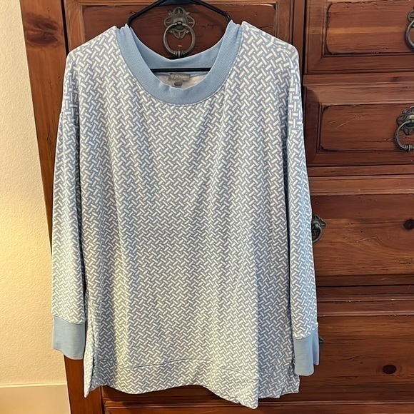 NWOT T By Talbots Women’s Light Blue And White Tunic Size Large - Picture 1 of 10